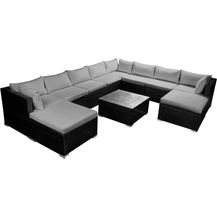 Bild für BRAST Gartenmöbel Lounge Sofa Couch Set Freedom Schwarz Poly-Rattan für 9 Personen