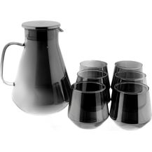 Bild für 7-teiliges Karaffen-Set aus hochwertigem Borosilikatglas mit Deckel & Griff Silber