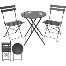 Bild für Albatros Bistroset 3-teilig Schwarz – Bistrotisch mit 2 Stühlen – klappbare Stühle und Tisch aus robustem Metall – optimal als Balkonmöbel Set oder Gartenmöbel in modernem Design