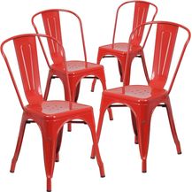 Bild für Flash Furniture Stapelbare Stühle für den Innen-und Außenbereich, aus Metall, 4 Stück, Kunststoff, Gummi, Rot/Ausflug, einfarbig (Getaway Solids)
