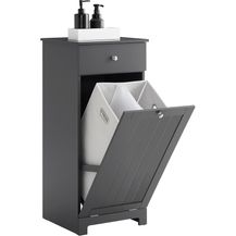 Bild für Wäscheschrank mit ausklappbarem Wäschesack MDF Grau BZR21-DG