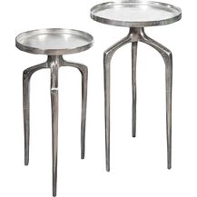 Bild für Elegantes 2er Set Beistelltische Abstract 59cm Silber Shabby Chic Sofatische Wohnzimmertische Nachttische Tisch Set