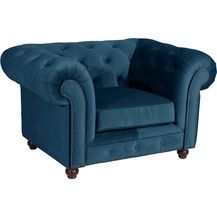 Bild für Orleans Sessel Samtvelours Petrol Buche Nussbaumfarben