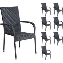 Bild für LC Garden Stapelstuhl LC Garden »Lübeck« 8er Set Stapelstuhl schwarz Armlehnstuhl Balkonstuhl