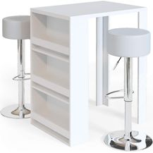 Bild für Bartisch-Set Weiß 57 x 80 cm mit 2 Barhockern Vicco
