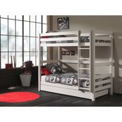 Vipack 'Pino' hohes Etagenbett 90x200 cm, weiß, Kiefer massiv, inkl. Bettschublade