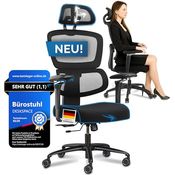 DESKSPACE® Move Pro Ergonomischer Bürostuhl mit intelligenter Lordosenstütze, 3-stufiger Neigung, höhenverstellbarer Rückenlehne, atmungsaktivem Netzgewebe, für bis zu 150 kg (Schwarz)
