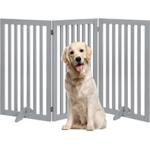 Bild für unipaws Absperrgitter, freistehendes Schutzgitter mit Füßen, Treppenschutzgitter ohne Bohren, Holz-Hundetore Türgitter Hunde Hundegitter Schutzgitter treppe, Grau (3 Elemente, 91 cm hoch)