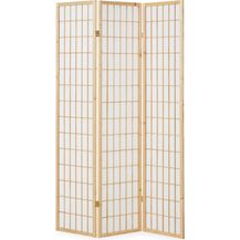 Bild für Paravent Holz Raumteiler 3 teilig Trennwand Shoji Faltbar Natur