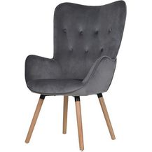 Bild für SVITA CLEO Ohrensessel Relaxsessel Fernsehsessel Sessel Lesesessel Samt Grau