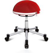 Topstar Sitness Half Ball, Fitness-Hocker, Arbeitshocker, Rollhocker, Dreidimensional bewegliche Sitzfläche, Stoffbezug, rot