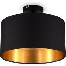 Bild für B.K.Licht Deckenleuchte Stoffdeckenlampe E27 Ø30 cm Schwarz-Gold