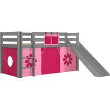 Bild für Vipack Spielbett 'Pino' mit Rutsche grau und Textilset 'Pink Flower'