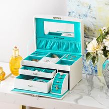 Bild für Schmuckkasten Schmucktruhe mit Spiegel Weiß