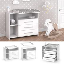 Bild für Wickelkommode Oskar Weiß 113 x 100 cm mit 3 großen Schubladen Vicco