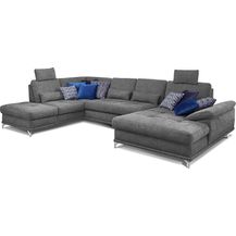 Bild für Cavadore Wohnlandschaft Castiel mit Federkern / Große Sofalandschaft mit Sitztiefenverstellung und Kopfstützen / 368 x 114 x 232 / Webstoff