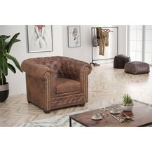 Bild für Chesterfield Sessel Mikrofaser Vintage braun