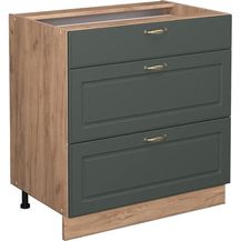 Bild für Küchenunterschrank Fame-Line Grün-Gold Landhaus 80 cm mit 3 Schubladen