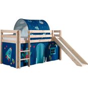 Vipack 'Pino' Halbhochbett taupe, inkl. Rutsche, Vorhang 'Astro' und Tunnel