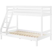 Doppel-Etagenbett 120x200 und 80x200 Erwachsenen-Stockbett Kiefer Massivholz weiß V-60.18W-08-12Rollrost inkl.