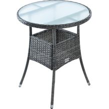 Bild für Beistelltisch Tisch Polyrattan Gartentisch Rattan Balkontisch Rund Anthrazit