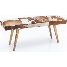 Bild für Wohnling Sitzbank Ziegenfell / Massivholz Bank 120 x 40 x 52 cm 