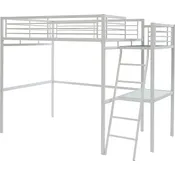 Vente-unique - Hochbett mit Schreibtisch - 140 x 190 cm - Weiß - CASUAL II