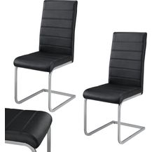Bild für Juskys Freischwinger Schwingstuhl Vegas 2er Set – Esszimmerstuhl mit Metall-Gestell & Bezug aus Kunstleder – Moderner Küchenstuhl in Schwarz