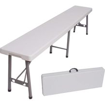 Bild für Bierzeltbank für 4 Personen Kunstoff weiß 180 cm klappbar Klappbank Partybank Bierbank