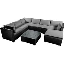 Bild für BRAST Gartenmöbel Lounge Sofa Couch Set Luxus Schwarz Poly-Rattan für 6 Personen