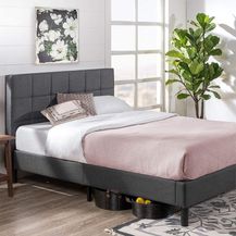 Bild für Zinus Lottie gepolstertes Plattformbett mit quadratischen Nähten / Plattform-Betten/ Keine Boxspring erforderlich/ Stabiler Holzlattenrost/ Schnelle