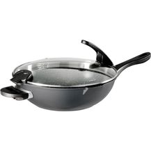 Bild für STONELINE Wok, Aluminium (Set, 2-tlg, 1 Wok, 1 Sieb-Glasdeckel, 1 langer Griff, 2 kurze Griffe)