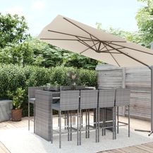 Bild für vidaXL 9-tlg. Gartenbar-Set mit Kissen Grau Poly Rattan 3187630