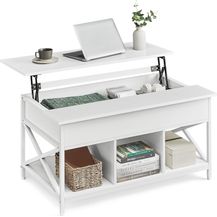 Bild für Vasagle Couchtisch, höhenverstellbarer Wohnzimmertisch, Kaffeetisch, offener und versteckter Stauraum, X-Streben, 60x100 x (48-62)