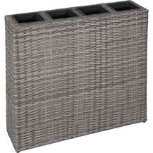 Bild für vidaXL Garten-Hochbeet mit 4 Töpfen Poly Rattan Grau 45426