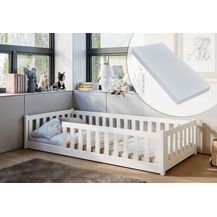 Bild für Kids Collective Kinderbett Bodenbett Bett mit Rausfallschutz & Lattenrost Montessori Bett Kinder (weitere Größen 80x160, 90x200, 120x200, 140x200 cm)