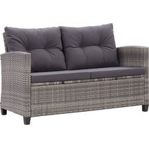 Bild für vidaXL 2-Sitzer-Gartensofa mit Kissen Grau 124 cm Poly Rattan 46154