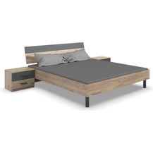 Bild für Bettanlage >Budapest< Liegefl. 180x200cm, Viking-oak-Dekor / Graphit 293x81x210cm (BxHxT)