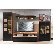 Bild für Wohnwand SONATE schwarz supermatt Hirnholz inkl. LED