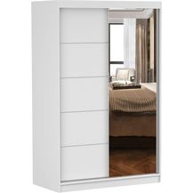 Bild für Fabryka Mebli Idźczak Schiebetürenschrank, eleganter Kleiderschrank Schrank Garderobe Spiegel Neomi 05, Schlafzimmer- Wohnzimmerschrank Schiebetüren Modern Design (Weiß/Weiß)