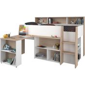 Parisot Lucas Hochbett 90x200 – Weiß/Eiche Dekor