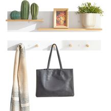 Bild für 2-teilige Wandgarderobe mit Ablagen und 5 Haken MDF Bambus Weiß FHK21-WN