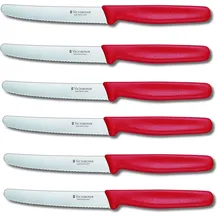 Bild für 6 Stück Victorinox Tafelmesser Set Standard Wellenschliff Rot
