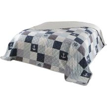 Bild für Delindo Lifestyle Bettüberwurf Patchwork maritim Anker blau