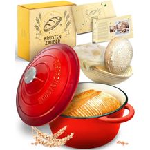 Bild für Krustenzauber Brotbackform Gusseisen Topf Brot Backen [inkl. Gärkorb] -, (Hochwertiger Emaille Topf)
