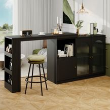 Bild für Flieks Bartisch 360° drehbar Stehtisch mit Sideboard (Set, 1-St, für Wohnzimmer, Küche und Esszimmer)