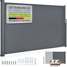 Bild für Juskys Seitenmarkise Dubai 300 x 200 cm ausziehbar blickdicht