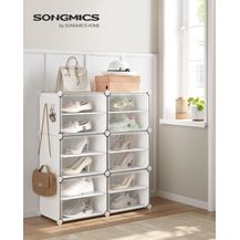Bild für Songmics Schuhschrank mit 6 Fächern, Stahlrahmen / Kunststoff weiß, 83 x 32 x 94 (BxTxH)