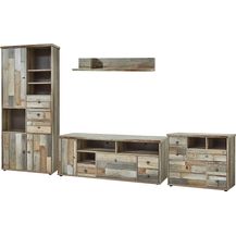 Bild für Wohnwand Wohnzimmer-Set 4 tlg. Schrank Kommode Lowboard Wandregal vintage shabby