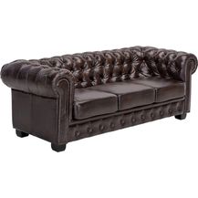 Bild für Sofa Chesterfield 3-Sitzer Echtleder braun